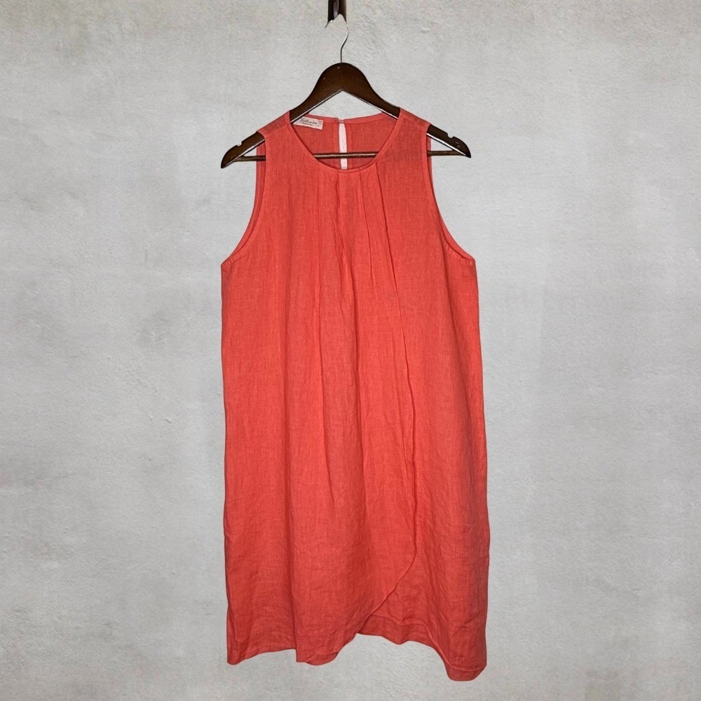 Bellambra 100% Linen A-Line Dress Pleated Wrap Front Lagenlook Resort‎ Wear Boho